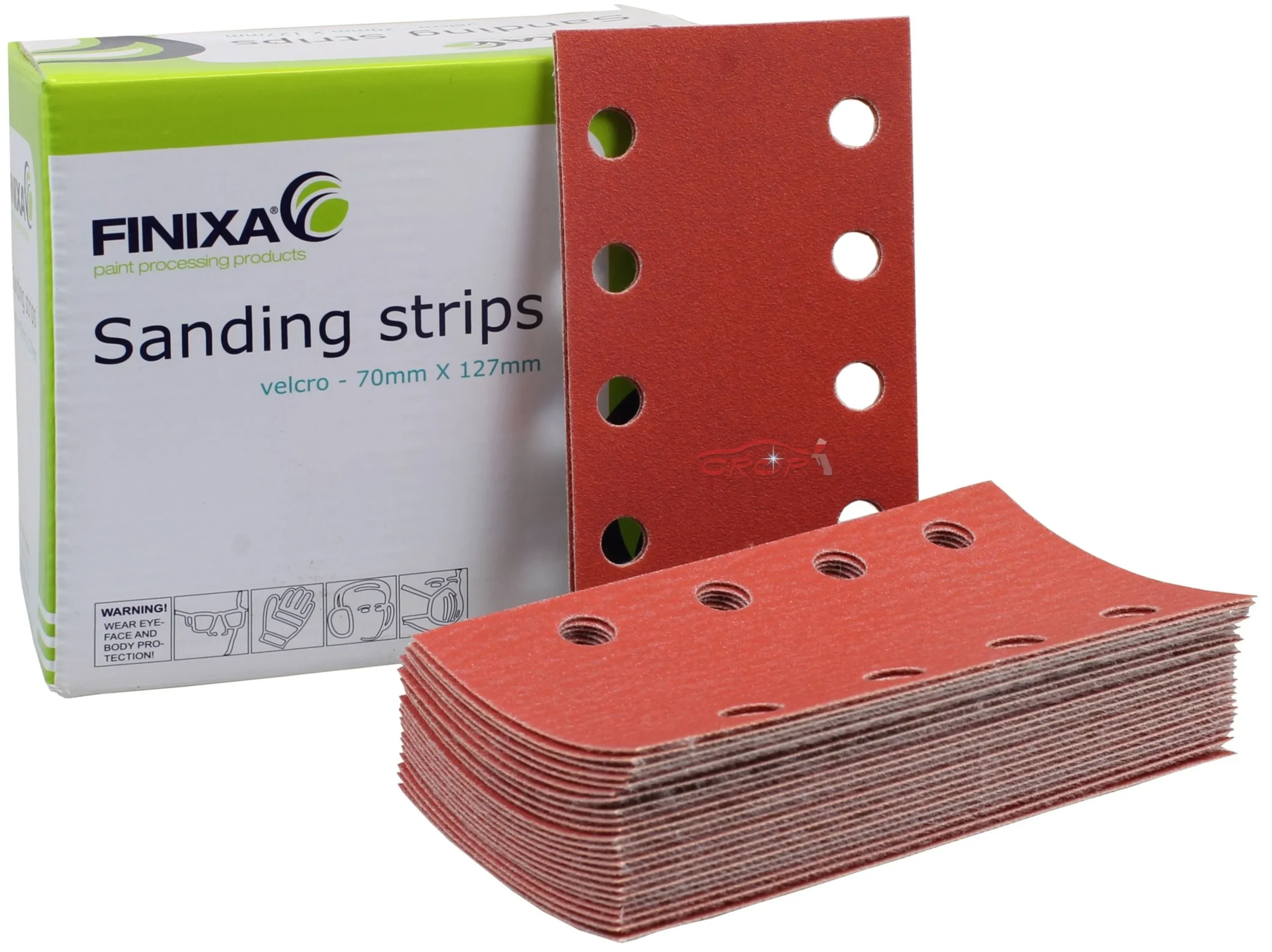 FINIXA Tiras de lijado 70x125mm con 8 agujeros