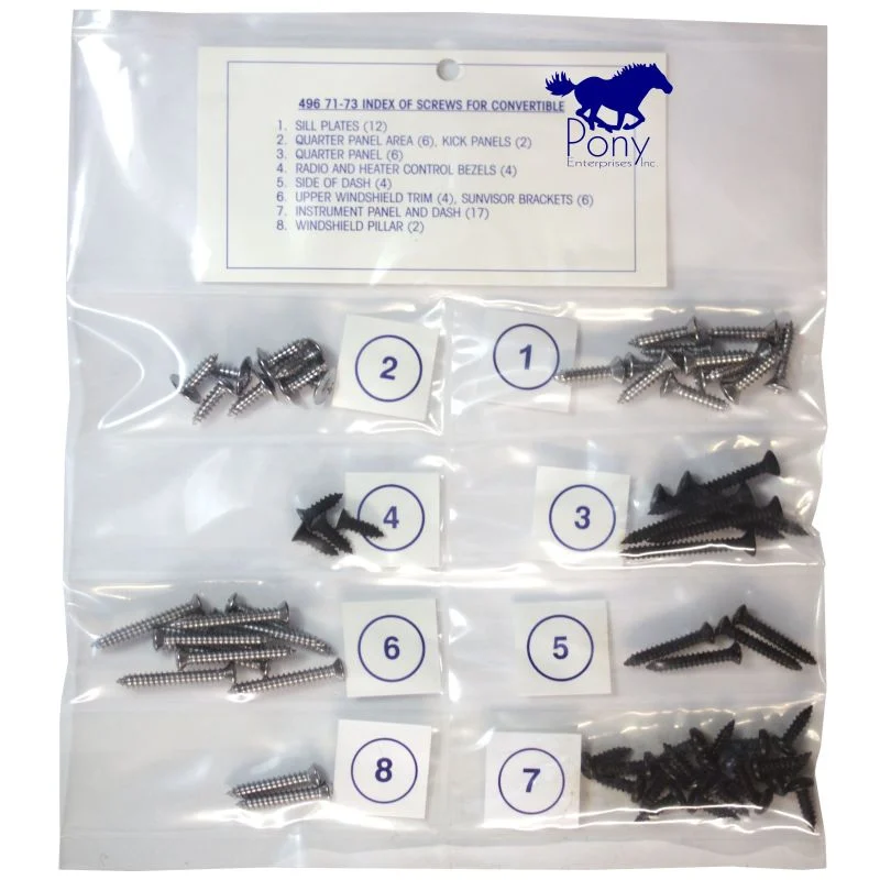 Juego de tornillos para tapicería interior, descapotable 71-73