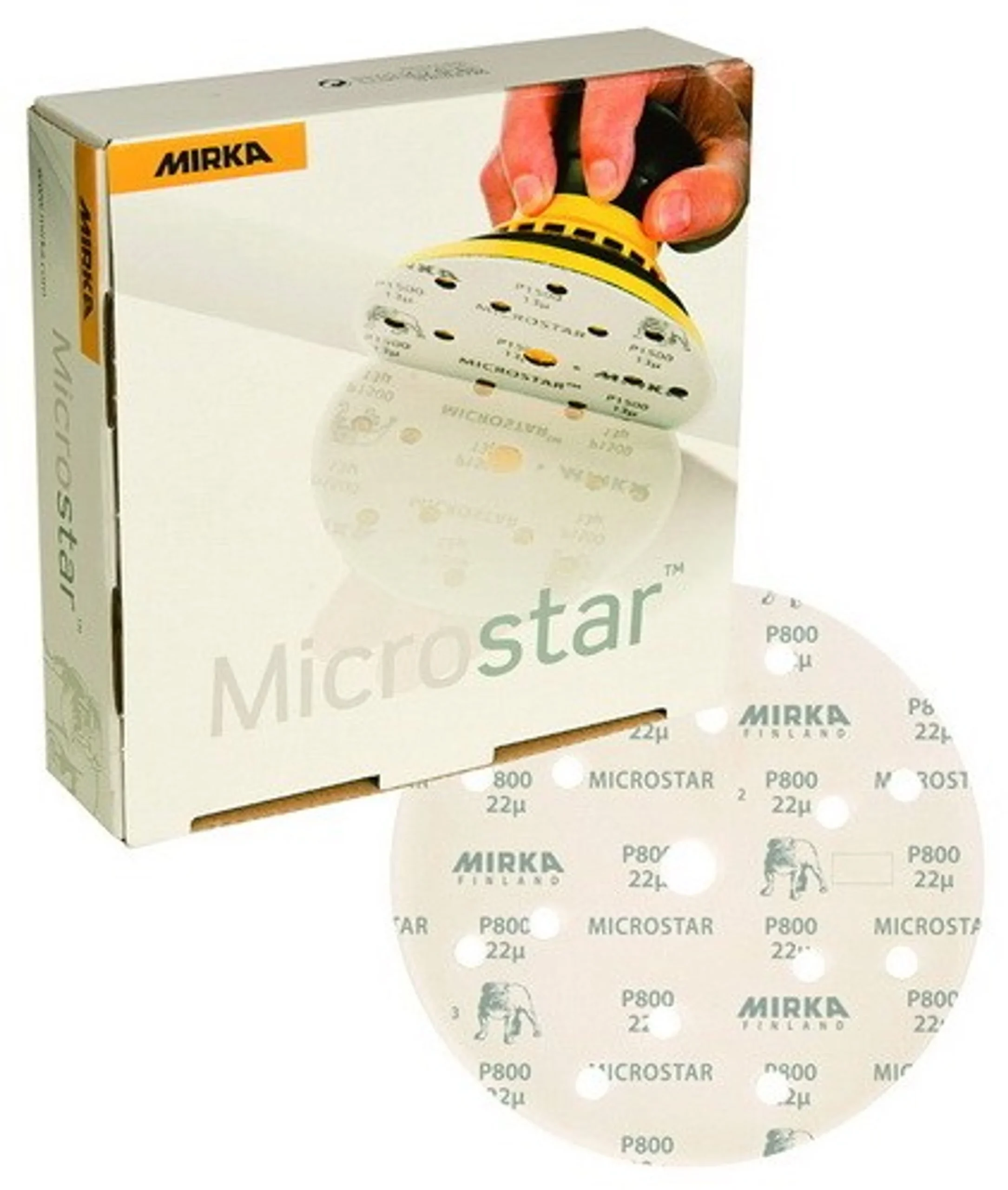 MIRKA Microstar Film de lijado 150 mm – 15 agujeros