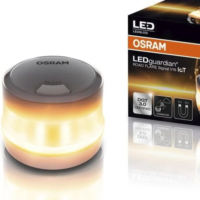 Osram LEDGuardian iot V16 conectada con localización en tiempo real. LED certificada DGT 3.0, Uso obligatorio en España