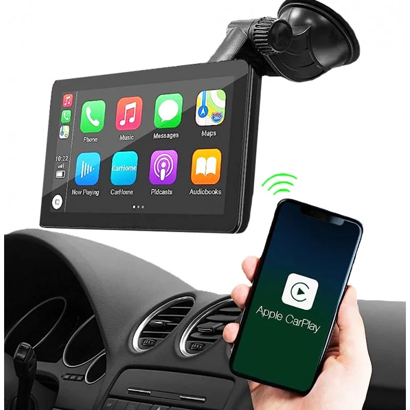 Pantalla 9 pulgadas Carplay y Android Auto inalámbrico + cámara trasera 1080P AHD
