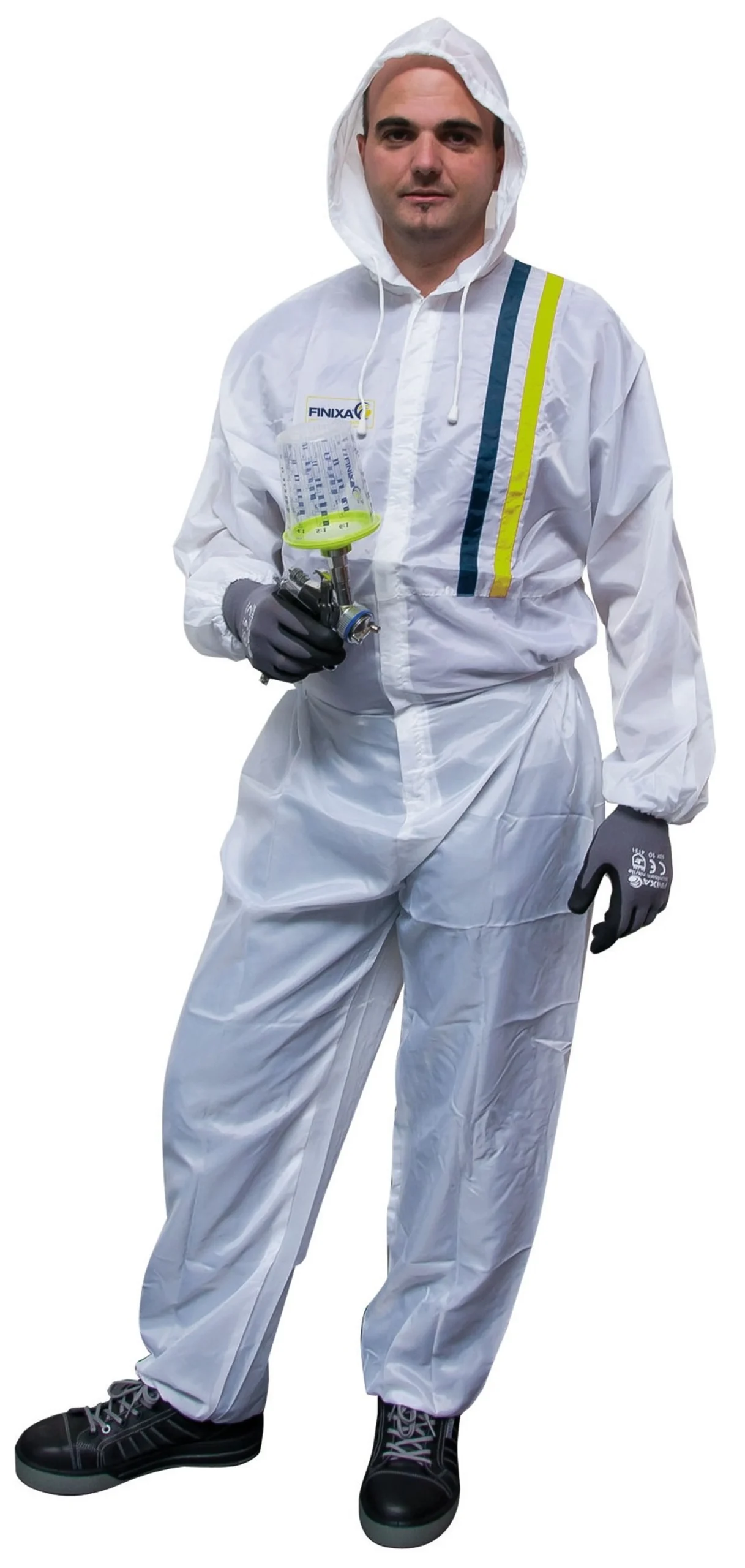 FINIXA Overol de poliéster con capucha - Blanco y transparente