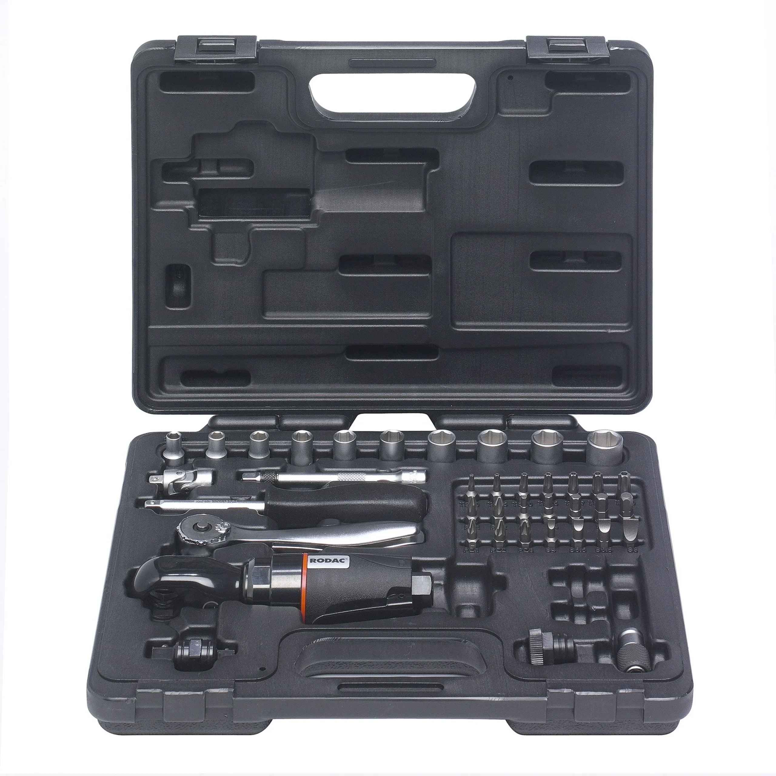 RODAC RC582BC Llave de carraca 1/4" 3/8" en estuche con accesorios