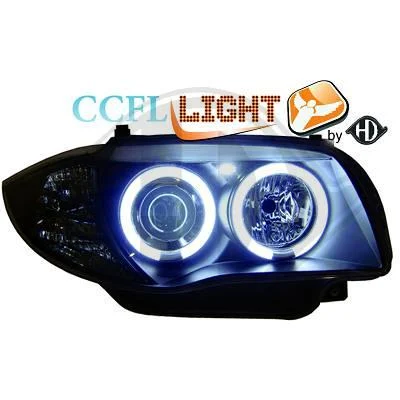 Set Faros Ccfl Bmwe87, 04-11, H1+h1 Para Sistema Autorregulación De Faros, Cristal Claro/ Negro, 5 Puertas