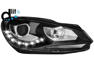 Faros Luz Diurna Vw Golf Vi 08+_Drl Optic_Negro Homologacion R87