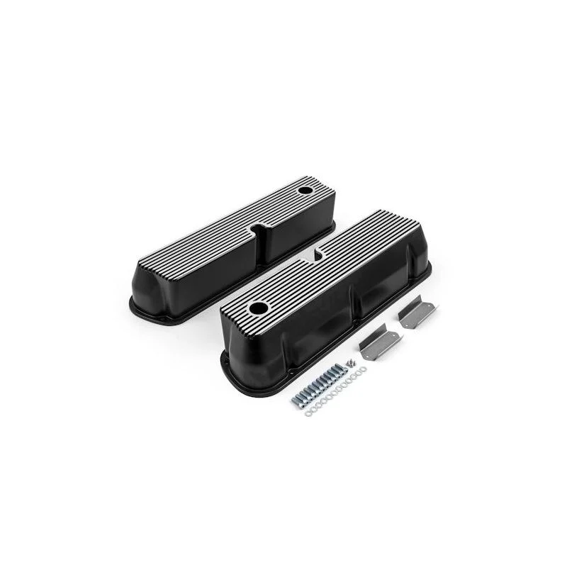 Tapas de válvulas de aluminio negro para motores SmallBlock 289, 302 y 351W.