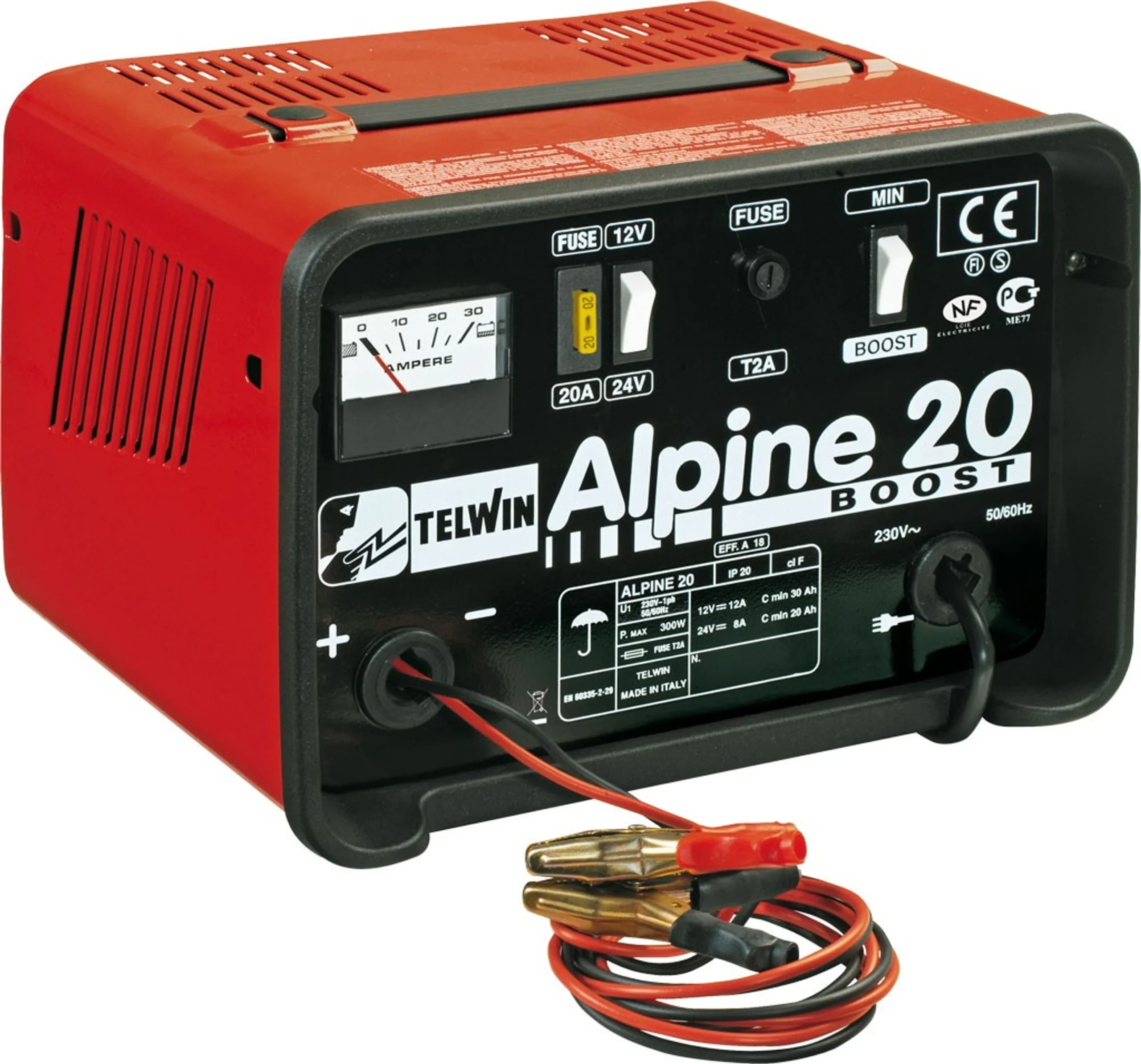 TELWIN ALPINE 20 BOOST - Cargador de batería eléctrico portátil 12V+24V / 18Amp / 300Watt