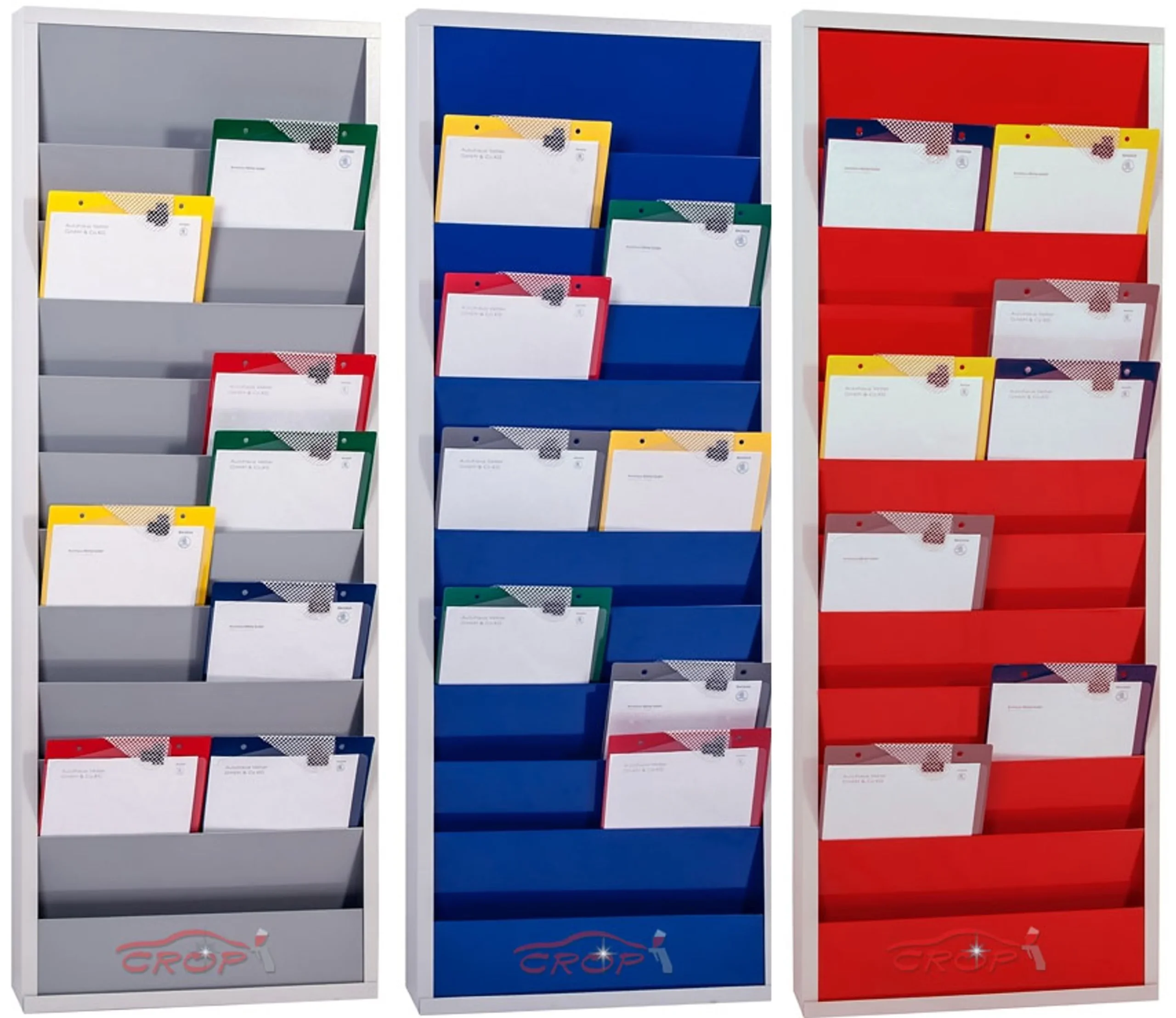 Tablero de planificación de órdenes de trabajo METAL con 2 filas y 10 ranuras - 3 colores