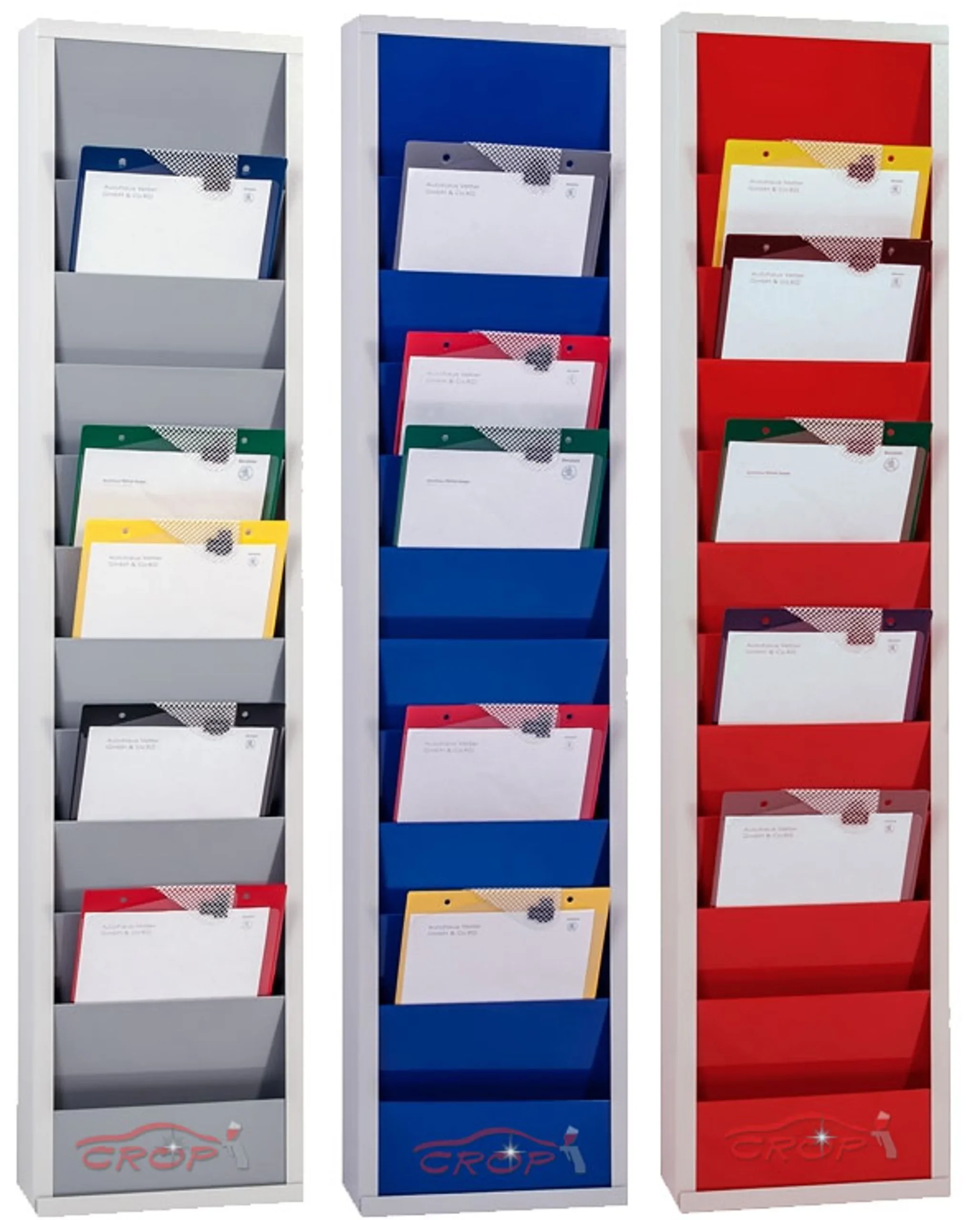 Tablero de planificación de órdenes de trabajo METAL con 1 fila y 10 ranuras - 3 Colores